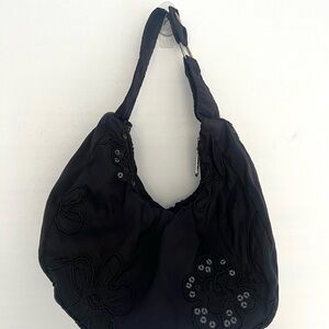 Mini black embroidered sequin bag
